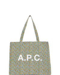A.P.C. Green Floral Diane Shopping Tote