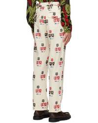 Bode Off White Daisy Sprig Trousers