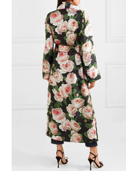 Dolce & Gabbana Floral Print Silk Charmeuse Robe