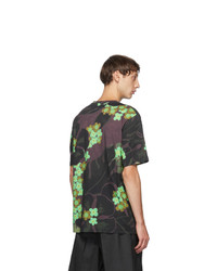 Dries Van Noten Green And Purple Flower Round Neck T Shirt