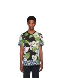 Dolce and Gabbana Multicolor Orchid Print T Shirt