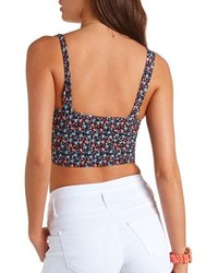 Charlotte Russe Floral Print Bow Front Crop Top