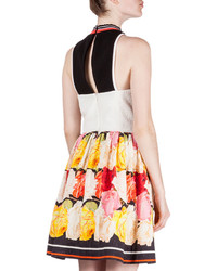Mary Katrantzou Floral Print Fit  Flare Dress Rainbow Stripe