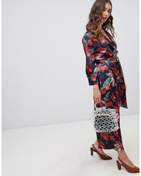 LOST INK Wide Leg Jumpsuit With In Abstract Floral Print