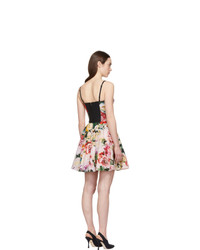 Dolce And Gabbana Multicolor Peonies Bustier Dress