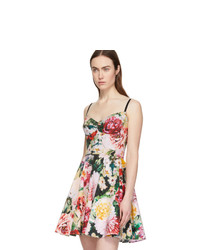 Dolce And Gabbana Multicolor Peonies Bustier Dress