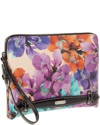Multi colored Floral Leather Clutch
