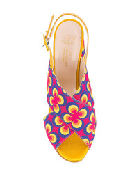 Lenora Floral Print Block Heel Sandals