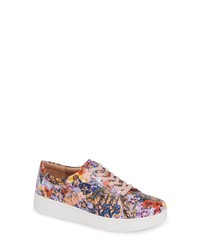 Multi colored Floral Leather Low Top Sneakers