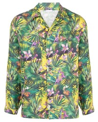 Multi colored Floral Linen Long Sleeve Shirt