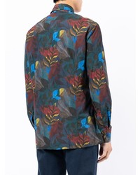 Kiton Floral Print Spread Collar Shirt