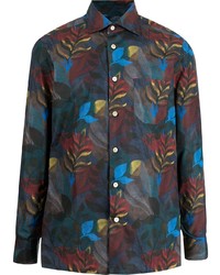 Kiton Floral Print Spread Collar Shirt
