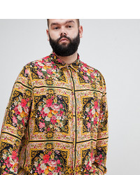 ASOS DESIGN Plus Regular Fit Floral Baroque Print Shirt In Viscose