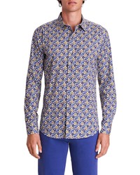 Bugatchi Shaped Fit Floral Print Stretch Button Up Shirt