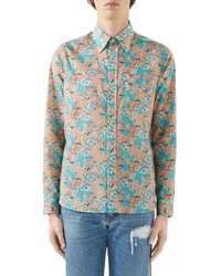 Gucci X Liberty London Floral Print Cotton Muslin Button Up Shirt