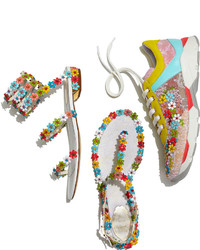 Rene Caovilla Floral Embellished Lace Sneaker Multicolor