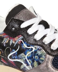 Floral Print Leather Running Sneakers