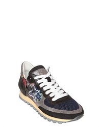 Floral Print Leather Running Sneakers