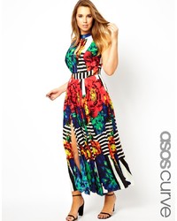 Asos Curve Maxi Dress In Stripe And Floral