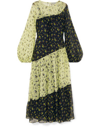 Lee Mathews Ed Tiered Printed Silk Crepon Maxi Dress