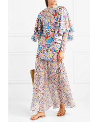 All Things Mochi Flora Printed Cotton Voile And Chiffon Maxi Dress