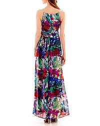Sangria Ombre Floral Print Halter Maxi Dress