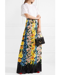 Gucci Med Floral Print Silk Satin Maxi Skirt