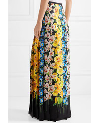 Gucci Med Floral Print Silk Satin Maxi Skirt