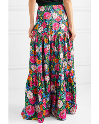 Mary Katrantzou Parakeet Floral Print Silk Twill Maxi Skirt