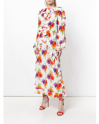 MSGM Floral Print Ruffle Trim Dress