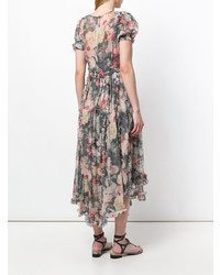 Zimmermann Washed Floral Print Asymmetric Hem Dress