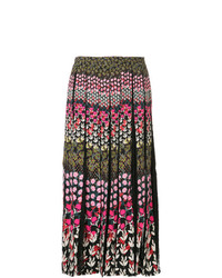 Saloni Floral Print Pleated Skirt Midi Dress