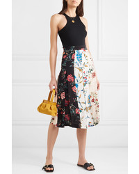 Maje Pleated Floral Print Midi Skirt