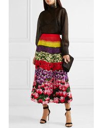 Mary Katrantzou Uni Pleated Floral Print Midi Skirt
