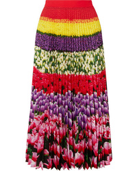 Mary Katrantzou Uni Pleated Floral Print Midi Skirt