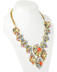 Choies Multicolor Rhinestone Floral Pendant Necklace
