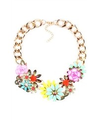 Ily Couture Neon Zinnia Flower Necklace