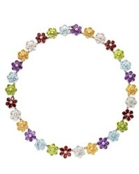 Macy's Sterling Silver Necklace Multistone Flower Necklace