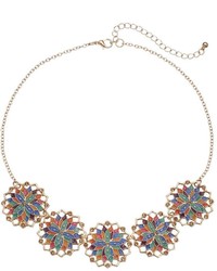 Multi Color Floral Medallion Necklace
