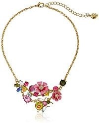 Betsey Johnson Spring Glam Flower And Crystal Bug Cluster Necklace 19