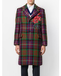 Gucci Floral Embroidered Checked Coat