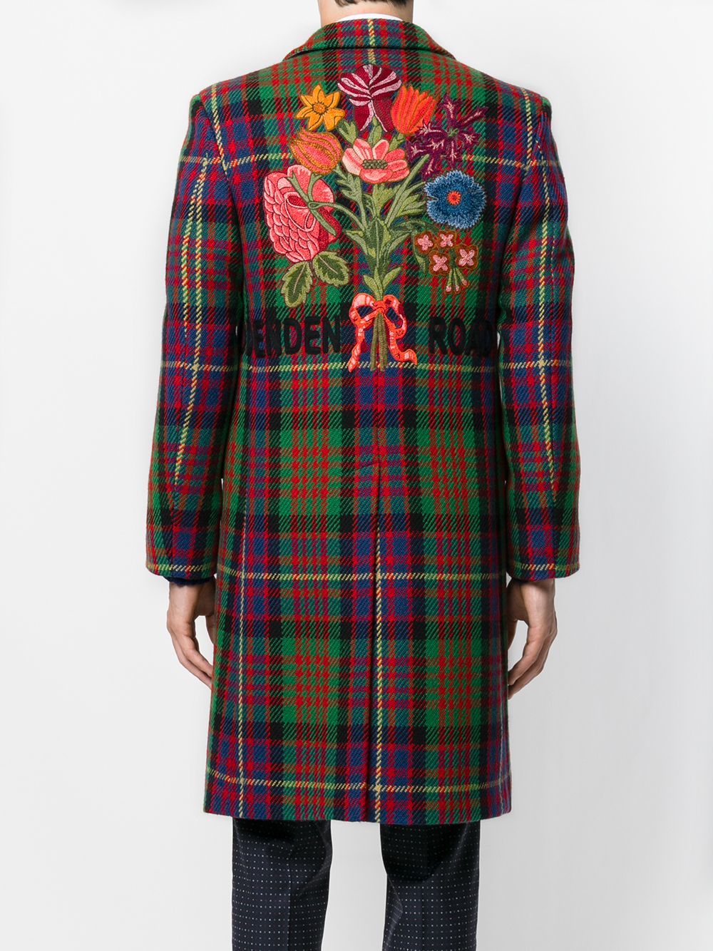 Gucci Floral Embroidered Checked Coat, $5,980 | farfetch.com 