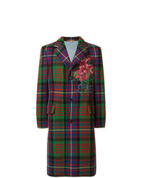 Gucci Floral Embroidered Checked Coat