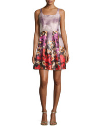 Ds Dress Metallic Floral Print Sleeveless Dress Purplemulti