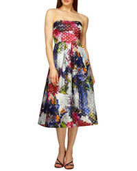 Phoebe Floral Strapless Fit And Flare Dress