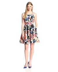 Gabby Skye Sleeveless Floral Print Fit And Flare Dress