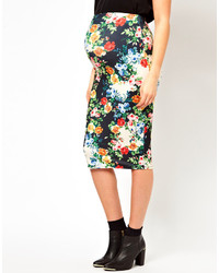 Asos Maternity Pencil Skirt In Floral Print