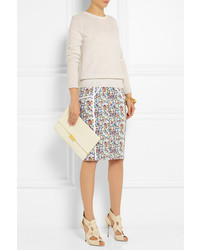 Versace Floral Print Cotton Blend Pencil Skirt
