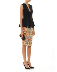 Alexander McQueen Floral Print Silk Cotton Skirt