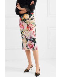 Dolce & Gabbana Floral Print Stretch Crepe Skirt